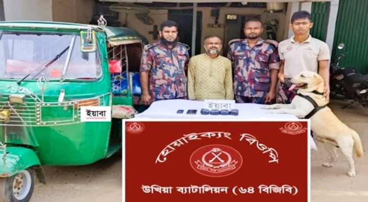 টেকনাফ হোয়াইক্যং চেকপোস্টে বিজিবির অভিযানে ৮ হাজার ইয়াবাসহ সিএনজি চালক আটক